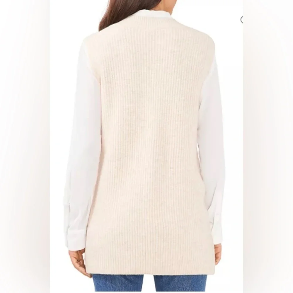 VINCE Camuno - Women’s V-Neck - High\Low Split Hemline Sweater Vest